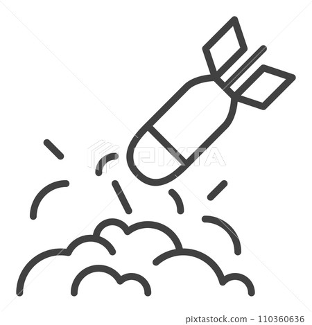 Rocket Hit with Explosion vector concept outline icon 110360636
