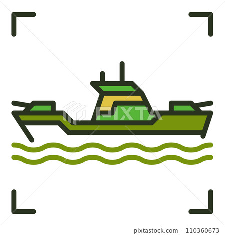 Battleship or Military Ship vector concept colored icon - Warship symbol 110360673