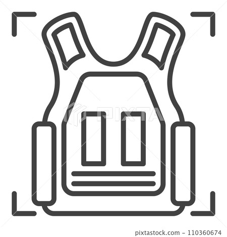 Bullet Proof Vest vector concept outline icon or sign Bullet Proof Vest vector concept outline icon or sign 110360674