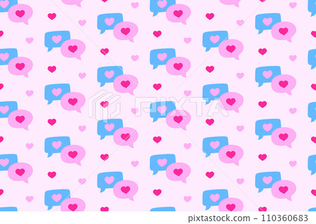 Love Chat Bubbles. Vector Pink and Blue Seamless Pattern. Social Media Messaging, And Valentines Day 110360683