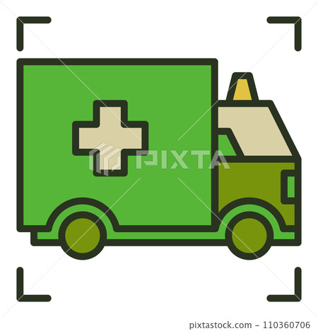 Military Ambulance Vehicle vector concept colored icon or symbol Military Ambulance Vehicle vector concept colored icon or symbol 110360706
