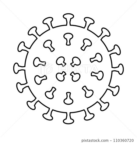 Coronavirus bacteria cell icon thin line isolated illustration. Editable outline black transparent design 110360720