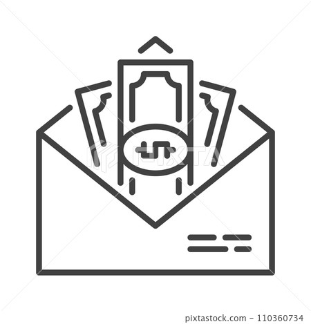 Cash in Envelope vector Dollar Bribe concept line icon Cash in Envelope vector Dollar Bribe concept line icon 110360734