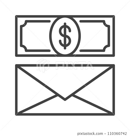 Dollar Banknote and Envelope vector Corruption concept line icon Dollar Banknote and Envelope vector Corruption concept line icon 110360742