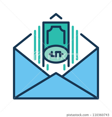 Dollar Banknotes in Envelope vector Cash concept colored icon 110360743