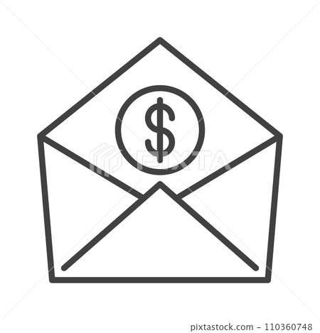 Dollar Coin in Envelope vector Finance concept line icon Dollar Coin in Envelope vector Finance concept line icon 110360748