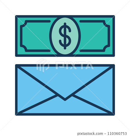 Envelope and Dollar Banknote vector Corruption concept colored icon Envelope and Dollar Banknote vector Corruption concept colored icon 110360753