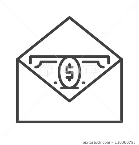 Envelope with Money vector USA Corruption concept outline icon 110360785