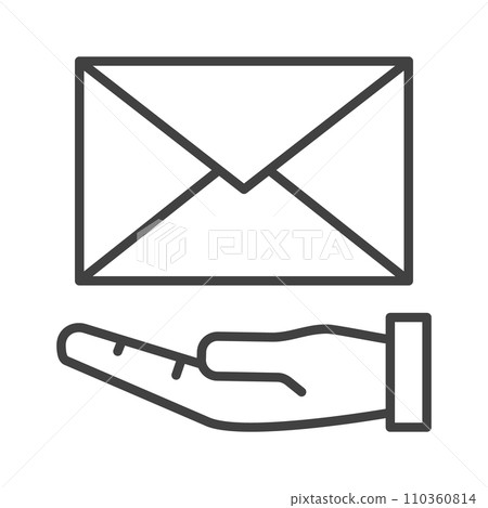 Hand and Envelope vector concept linear icon or sign Hand and Envelope vector concept linear icon or sign 110360814