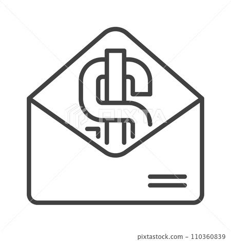 Opened Envelope with Dollar symbol vector Corruption concept linear icon Opened Envelope with Dollar symbol vector Corruption concept linear icon 110360839