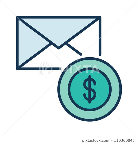 Round Dollar Currency sign and Envelope vector colored icon 110360845