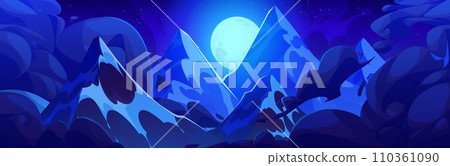 Top of high rocky mountains above clouds at night 110361090