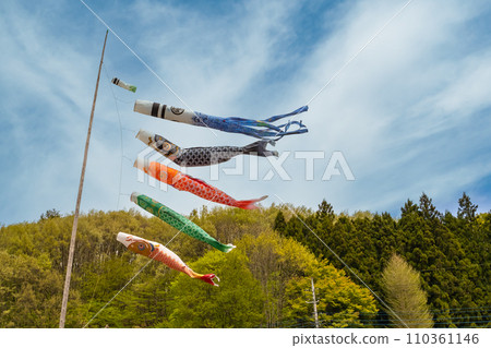 鯉魚旗遊動在故鄉的藍天 110361146