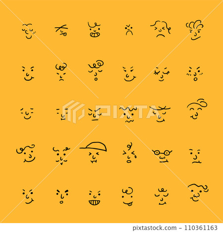 Set of Emoticons. World emoji day greeting card design template with different feelings Set of Emoticons. World emoji day greeting card design template with different feelings 110361163