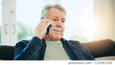 Home, phone call and senior man with conversation, network and speaking with discussion. Apartment, elderly person and pensioner with a smartphone, relax and communication with digital app and idea Home, phone call and senior man with conversation, network and speaking with discussion. Apartment, elderly person and pensioner with a smartphone, relax and communication with digital app and idea 110361926