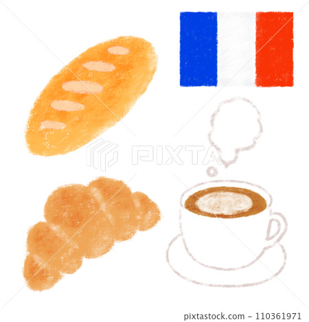 法國美食插畫蠟筆觸摸 法國美食插畫蠟筆觸摸 110361971