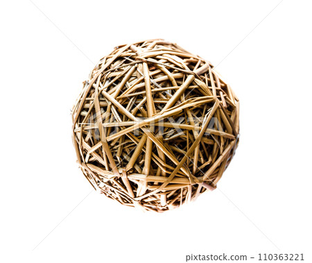 Woven wicker ball isolated on white background Woven wicker ball isolated on white background 110363221