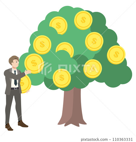 商人和金錢樹的插圖 商人和金錢樹的插圖 110363331