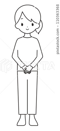 單色|微笑雙手合十的女人|私服 單色|微笑雙手合十的女人|私服 110363368