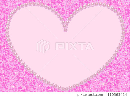 Heart frame background pearl lace pattern 110363414