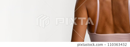 Unrecognizable woman. Females body part in lingerie. 110363432