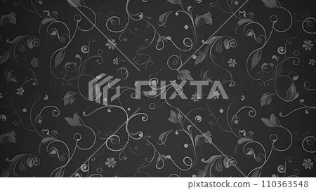 時尚的黑色植物圖案 110363548