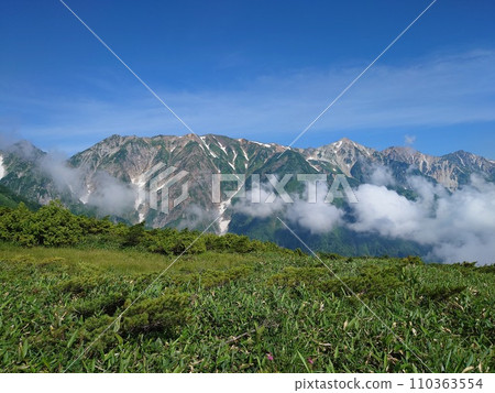≪智慧型手機拍攝≫ 白馬山脈和清澈的藍天 拍攝地點：八方尾根山路（長野縣） 110363554