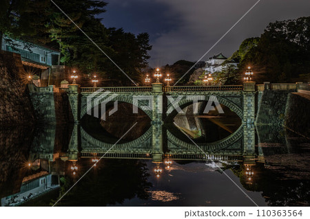 Light up of the Imperial Palace Double Bridge during the year-end and New Year holidays 110363564