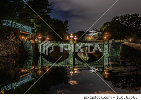 Light up of the Imperial Palace Double Bridge during the year-end and New Year holidays 110363565