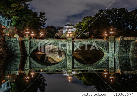 Light up of the Imperial Palace Double Bridge during the year-end and New Year holidays 110363574