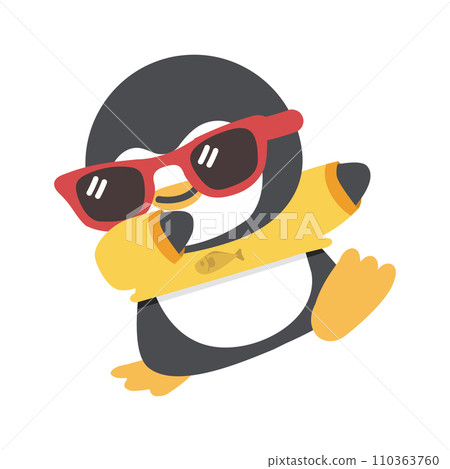 Penguin Cartoon Doing Dab Dance vector 110363760
