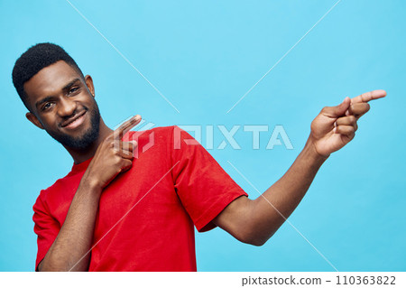 african man american portrait head american black fashion guy blue background model red 110363822
