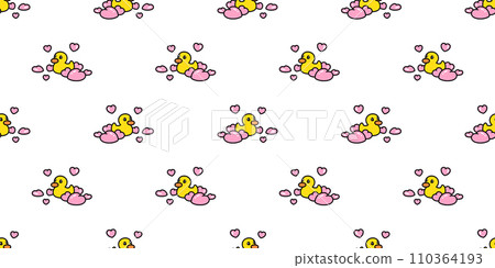 duck seamless pattern heart valentine rubber duck chicken bird cartoon vector pet wrapping paper scarf isolated doodle animal farm tile wallpaper repeat background illustration design 110364193