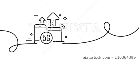5g internet line icon. Continuous one line with curl. Wireless technology sign. Mobile devices wifi symbol. 5g internet single outline ribbon. Loop curve pattern. Vector 5g internet line icon. Continuous one line with curl. Wireless technology sign. Mobile devices wifi symbol. 5g internet single outline ribbon. Loop curve pattern. Vector 110364399