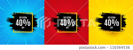 Get 40 percent off paint brush banner. Sunburst offer banner, flyer or poster. Discount square frame. Sale tag icon. Sale frame promo event banner. Starburst pop art coupon. Special deal. Vector Get 40 percent off paint brush banner. Sunburst offer banner, flyer or poster. Discount square frame. Sale tag icon. Sale frame promo event banner. Starburst pop art coupon. Special deal. Vector 110364536