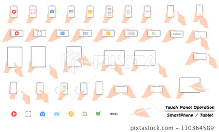 Touch panel operation illustration set smartphone/tablet 110364589