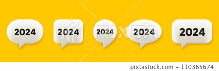 2024 year icon. 3d chat speech bubbles set. Event schedule annual date. 2024 annum planner. 2024 talk speech message. Talk box infographics. Vector 2024 year icon. 3d chat speech bubbles set. Event schedule annual date. 2024 annum planner. 2024 talk speech message. Talk box infographics. Vector 110365674