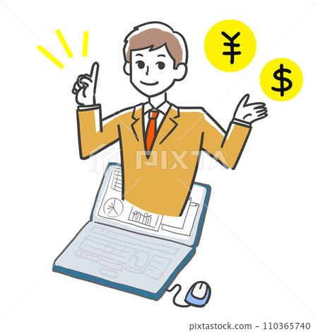 A person explaining about money on a computer A person explaining about money on a computer 110365740