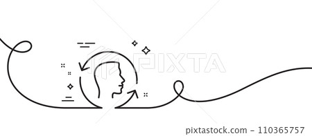 Face scanning repeat line icon. Continuous one line with curl. Face id update sign. Head symbol. Face id single outline ribbon. Loop curve pattern. Vector 110365757