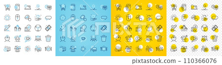 Vector icons set of Fireworks explosion, Noise and Hold heart line icons pack for web with Mental health, Graph chart, Romantic dinner outline icon. Online quiz, Coffee cup. Vector 110366076