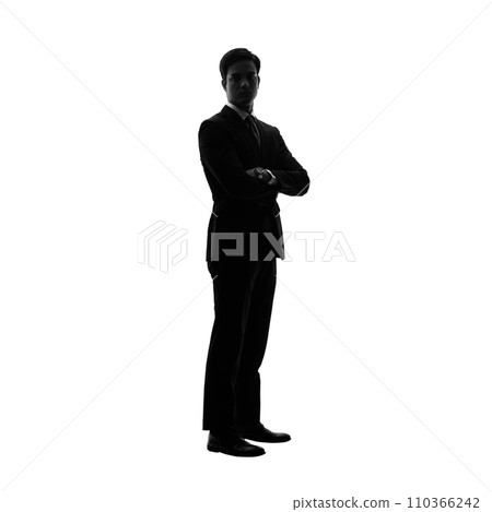 PNG一名商人的全身剪影-手工切割透明背景照片 110366242