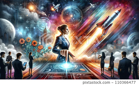 woman launching a rocket 110366477