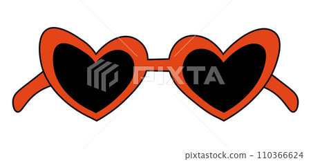 Red heart shape retro sunglasses. Valentine Day element. Vector flat illustration. Red heart shape retro sunglasses. Valentine Day element. Vector flat illustration. 110366624