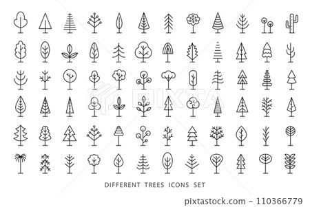 Tree Line Icon Set. Vector Logo Shapes Collection 110366779