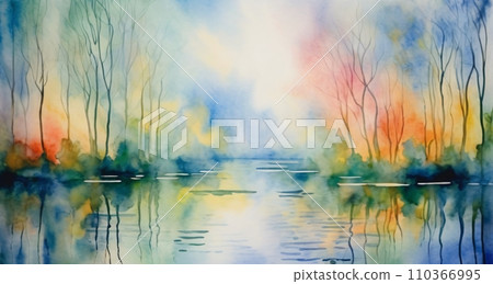 Watercolor drawing Monet style. Abstract colored background. Abstraction in the style of impressionism. Watercolor drawing Monet style. Abstract colored background. Abstraction in the style of impressionism. 110366995