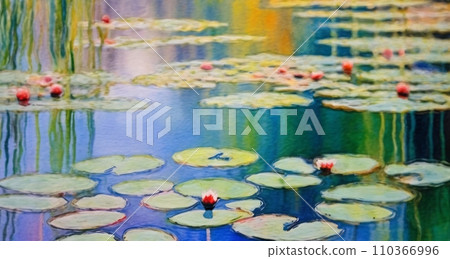 Watercolor drawing Monet style. Abstract colored background. Abstraction in the style of impressionism. 110366996