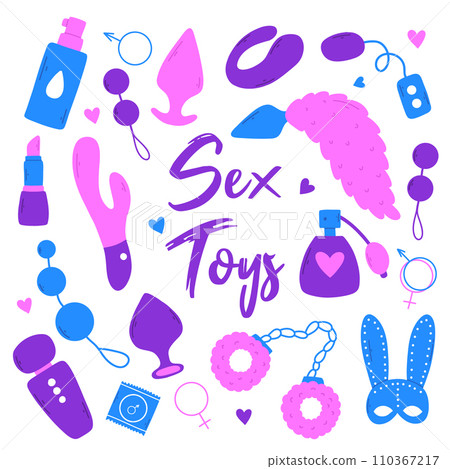 Set of sex toys. Collection of toys for adults Stock