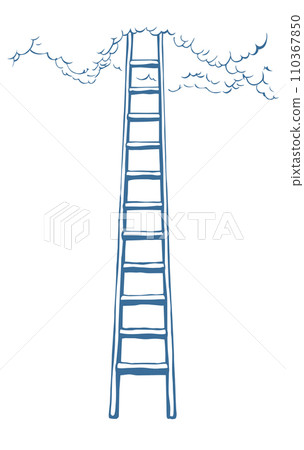 Vector drawing of high ladder at clouds Vector drawing of high ladder at clouds 110367850
