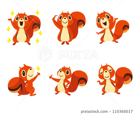 Hand-drawn cute squirrel character set 1 (Banzai, Understood, Like, etc.) Hand-drawn cute squirrel character set 1 (Banzai, Understood, Like, etc.) 110368017