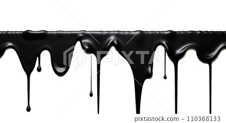 Black Paint Color Drips on Transparent Background, Fluid Art Design, Dynamic Flow of Dark Color, Perfect for Abstract and Artistic Backgrounds, Ai generative 110368133